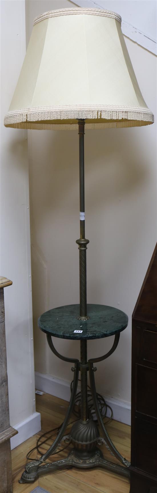 A Victorian brass telescopic lamp stand